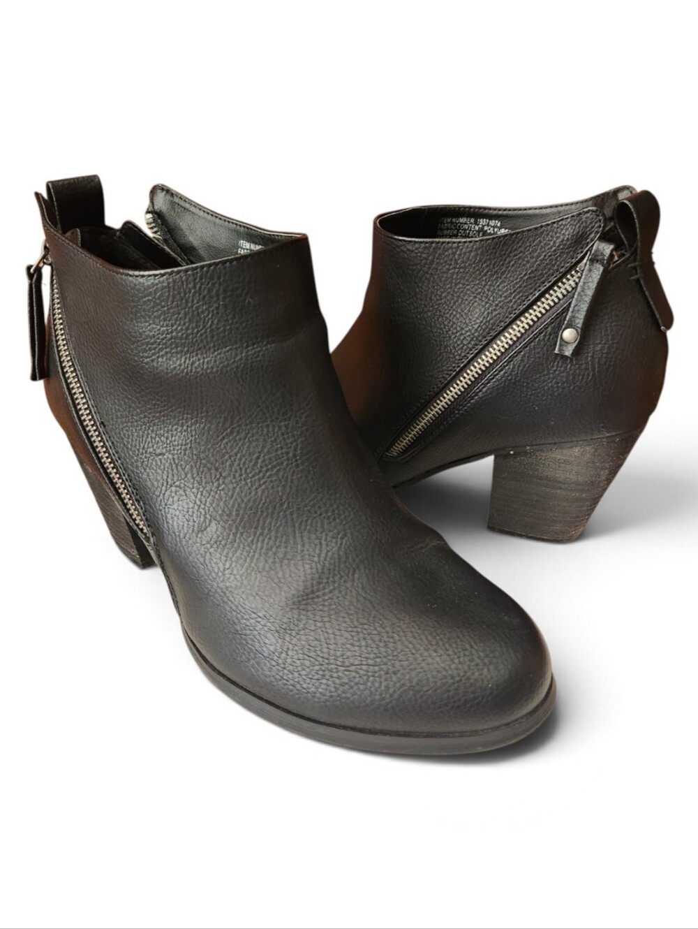 Torrid Moto Black Faux Leather With Zipper Block Heel Ankle Booties Size 12WW